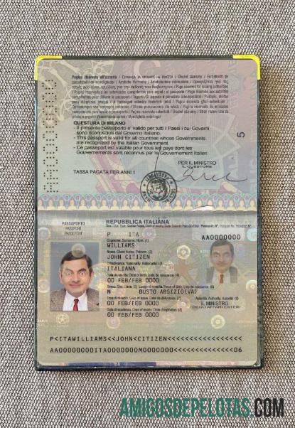 Visual de foto do passaporte italiano versão 2 amostra